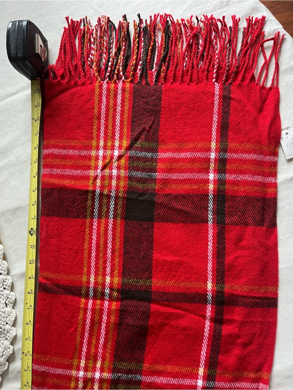 Red Plaid Fringe Scarf - Top-It-Off